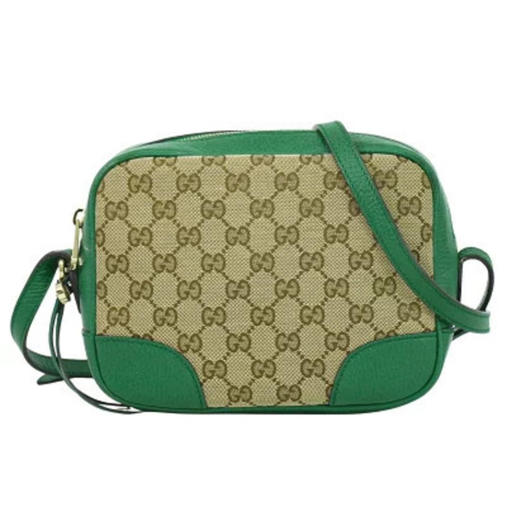 Gucci Abbey GG Canvas Shoulder Bag Tan Green